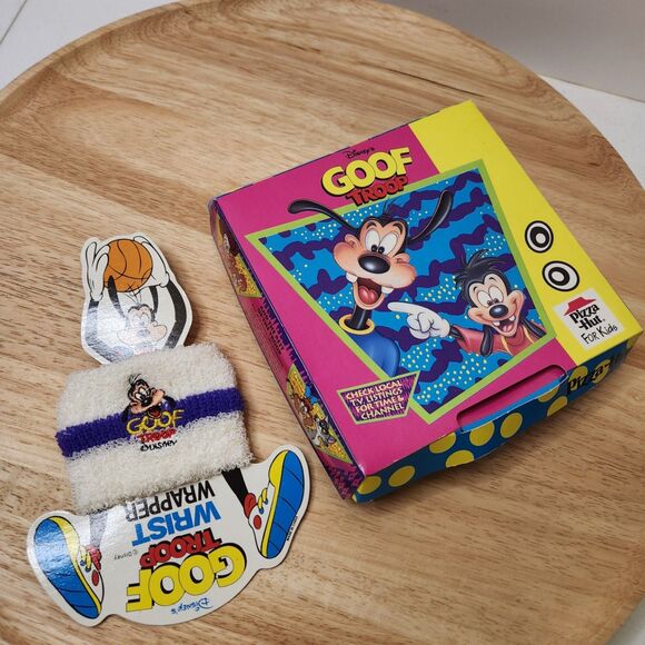 Disney Goof Troop Vintage Bundle • Wrist Wrapper, Pizza Hut Box & Toys R Us Box - Picture 2 of 12